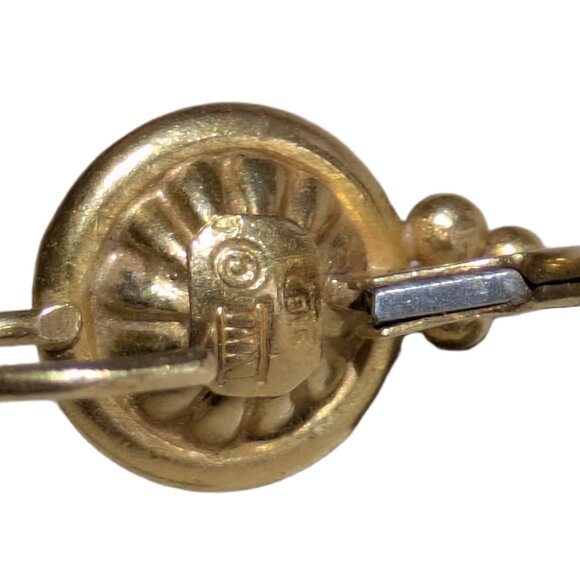 Rare Temple St. Clair 22k Gold Pearl Granulation Earrings Vintage 916 Estate - Picture 7 of 9